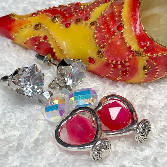 💕✨pink agate and aurora borealis Swarovski earrings - Picture 4 of 9